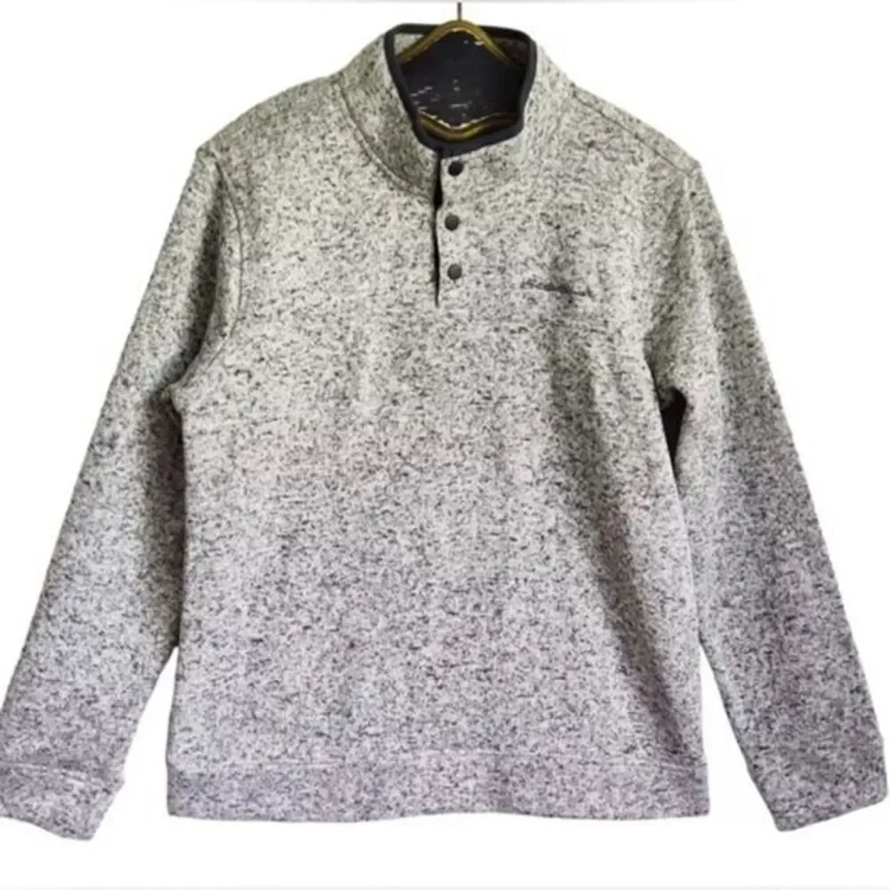 NWOT Eddie Bauer Men’s Radiator Fleece Quarter Snap Gray Pull Over Jacket-Size M